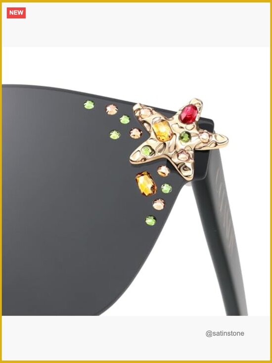 Oversized Square Acetate Sunglasses with Star Accents, UV400 Protection main image 7